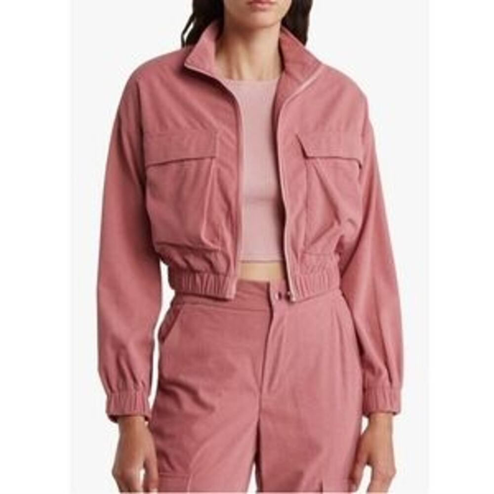 NWT Area Stars Dusty Pink Cropped Long Sleeves Zip Up Moc Neck Jacket Size M